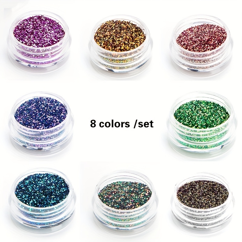 8 Box Chameleon Fine Glitter, Iridescent Colors Shift Glitter Powder For  DIY Epoxy Resin/Tumblers Art Material, Holographic Opal Craft Glitter For  Res