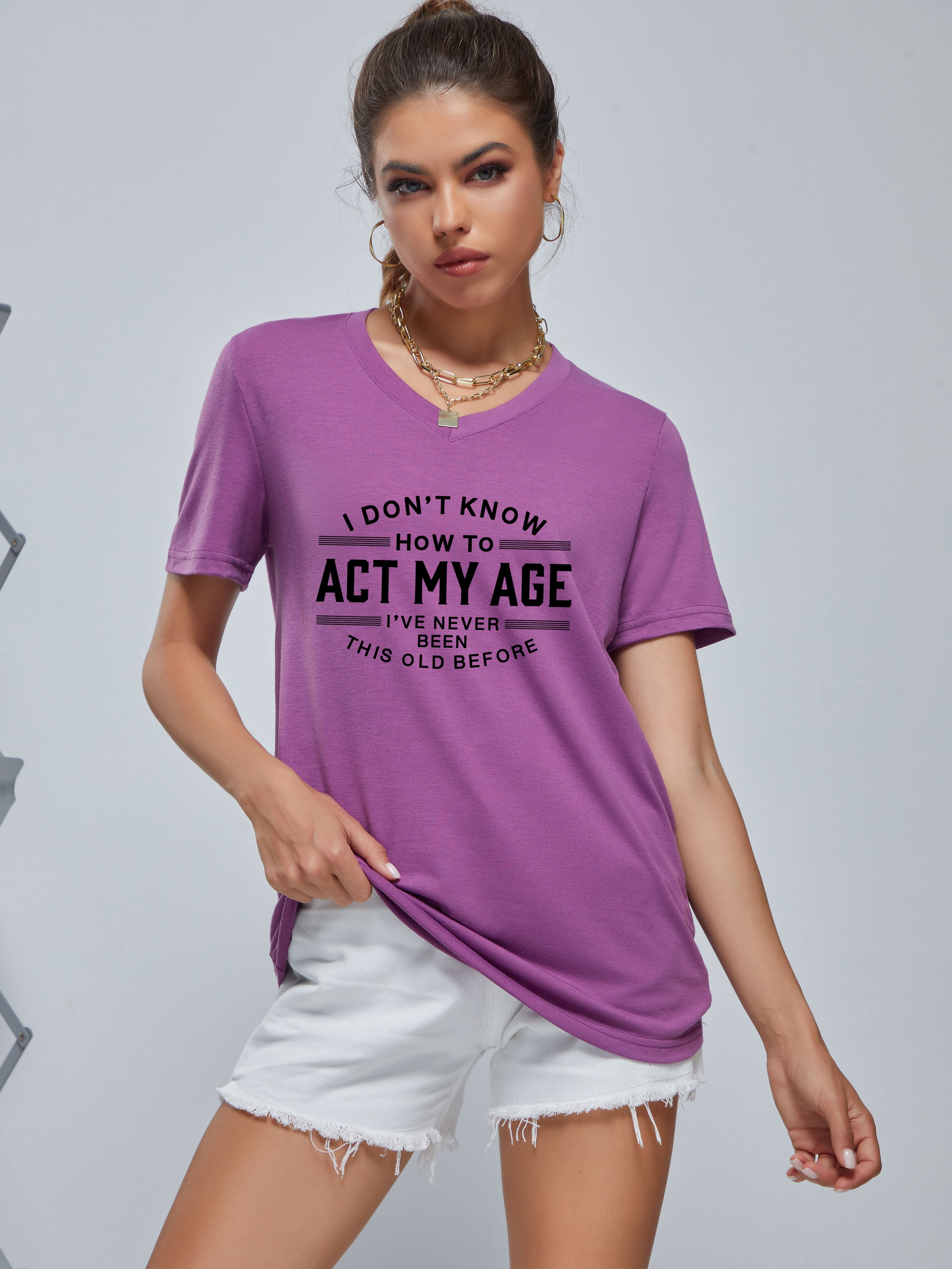 Act Age Printed Loose Short Sleeve T shirt Sports Fitness - Temu Canada