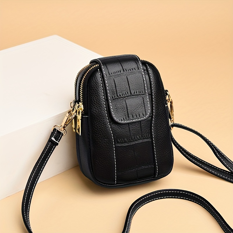 Mini Flap Crossbody Phone Bag, Letter Print Shoulder Bag, Women's Studded Decor Square Purse (4.7*6.7*3.7) Inch,Geometric,Flower Brown,$10.99,Temu