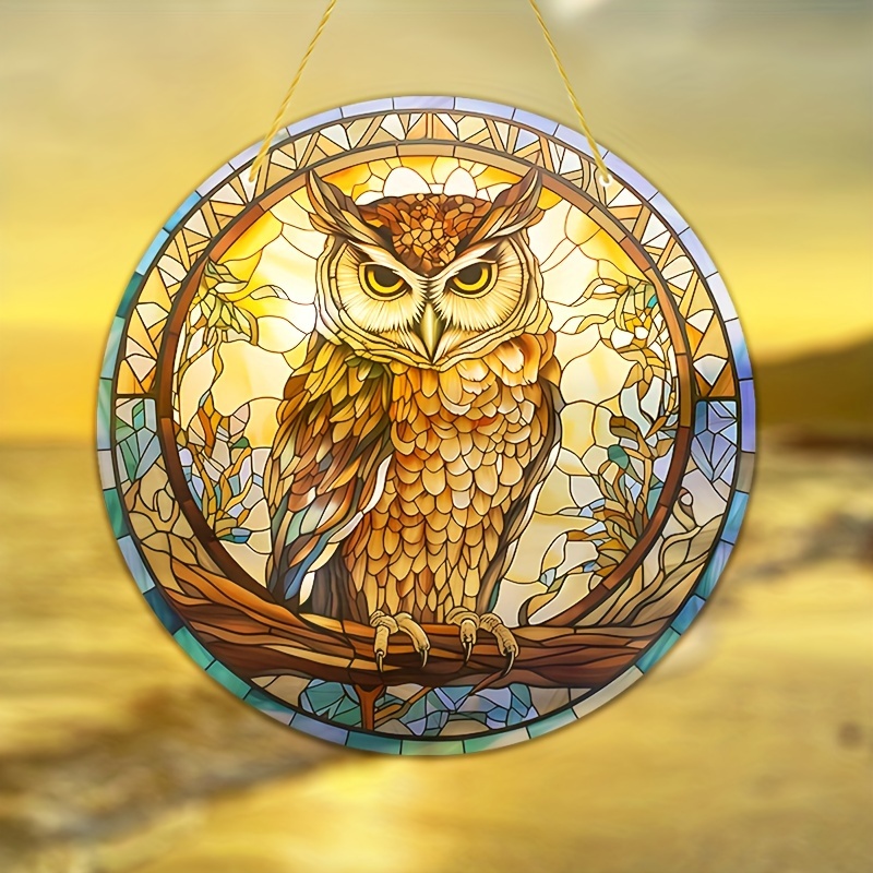 Colorful Owl Suncatchers Windows Stained Glass Birds Branch - Temu