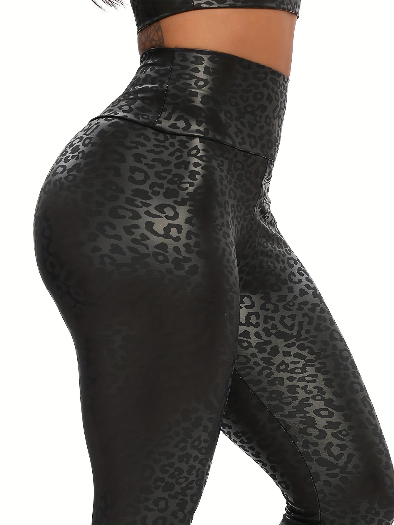 Leopard Print Butt Lifting Yoga Leggings High Waist Fitness - Temu