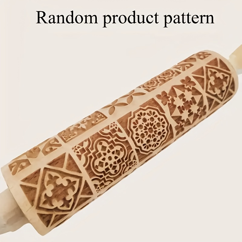1pc embossing rolling pin printing rolling pin wooden christmas printing rolling pin 13 77x1 77 for dumplings noodles and more kitchen accessories household kitchen supplies for restaurants details 2