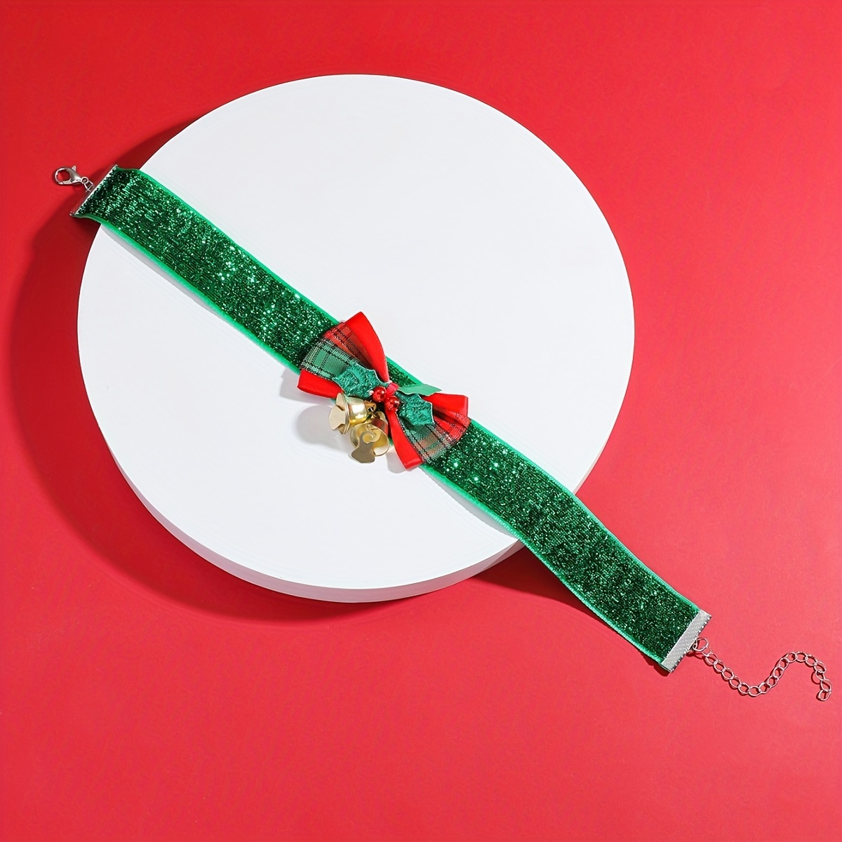 Christmas Choker Velvet Bowknot With Bell Decor Collar Chain - Temu