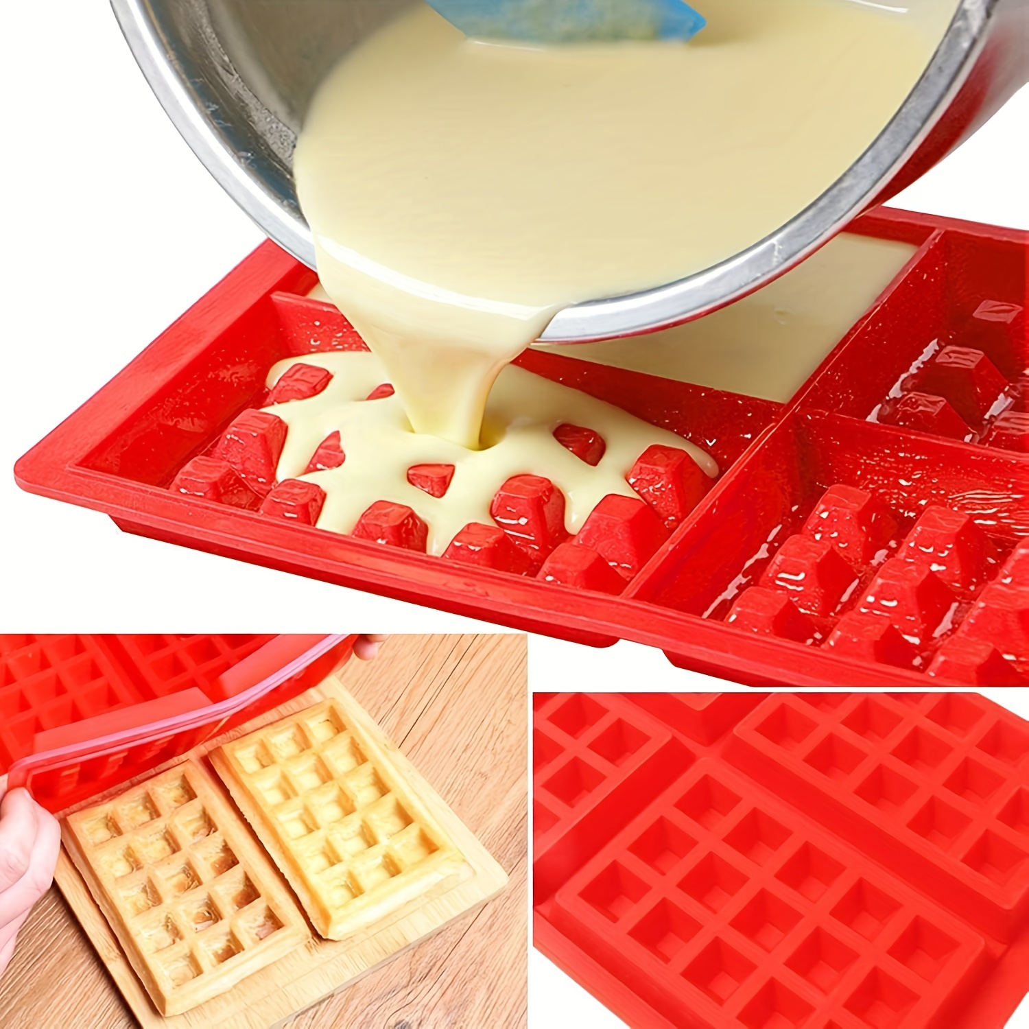 Silicone Waffle Molds Heart Shaped And Square Baking Cookie - Temu