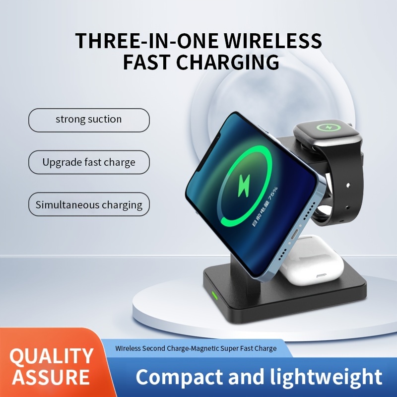 

3-in-1 Magnetic Wireless Charging Supports Mobile Phone Headset Watch Simultaneous Charging Mobile Phone Holder Multi-functional Wireless Charger