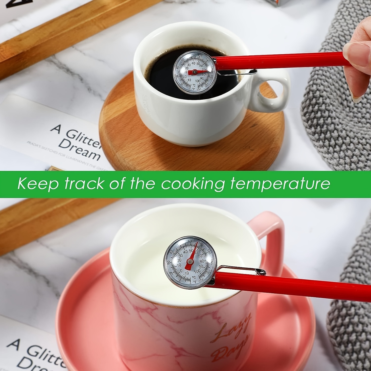 Coffee Milk Frothing Thermometer, Pocket Thermometer, Food Thermometer,  Stainless Steel Cooking Thermometer With Magnifying Function, Kitchen  Gadgets - Temu