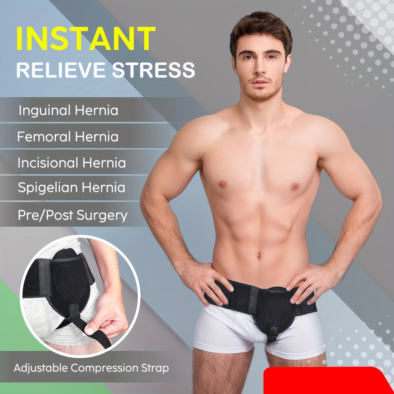 Hernia Belt Truss for Men and Women, Left and Right Side Supportive Groin  Pain with Removable Compression Pads for Pre or Post-Surgical Scrotal, Femor