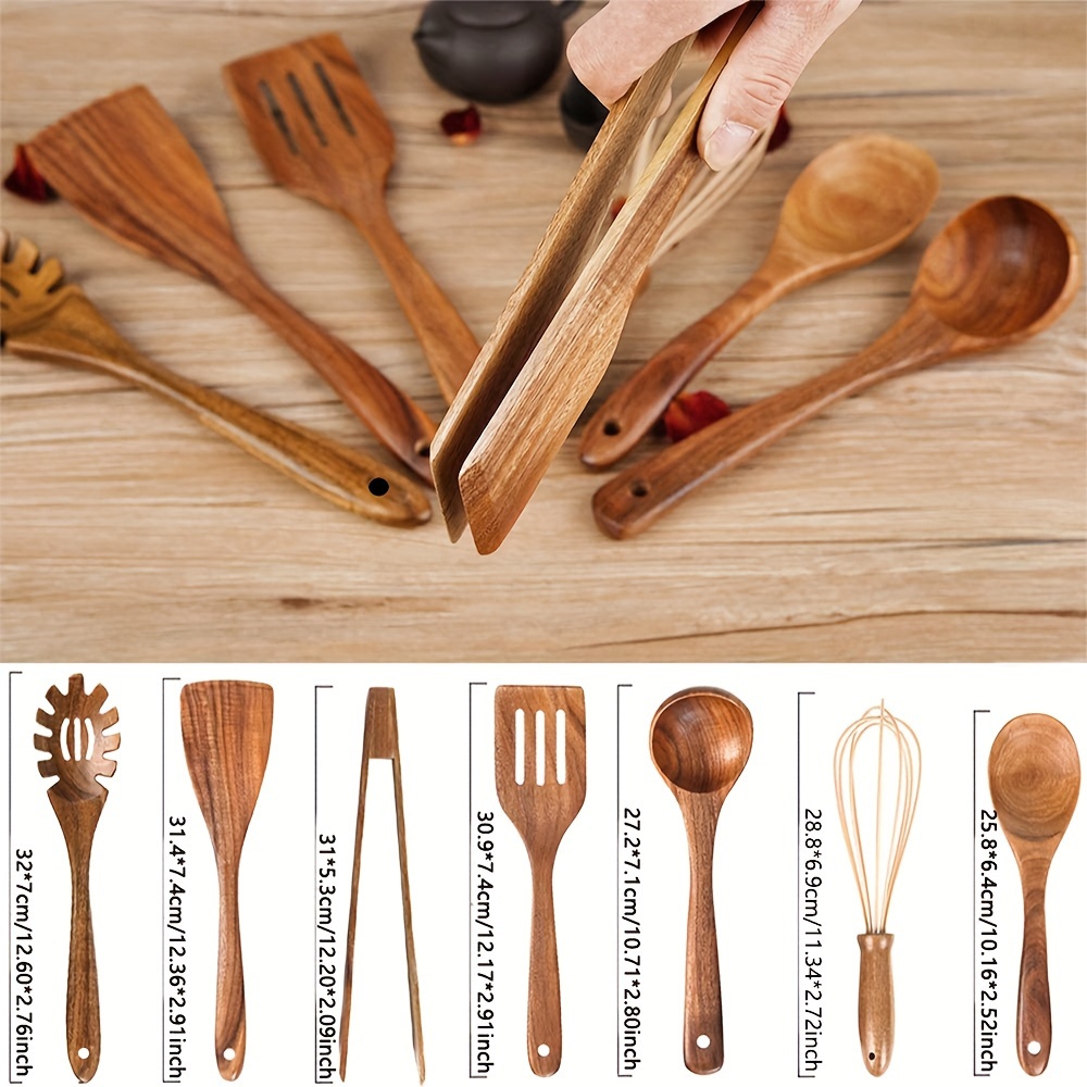 Classici utensili da cucina in legno da 7 pezzi utensili da