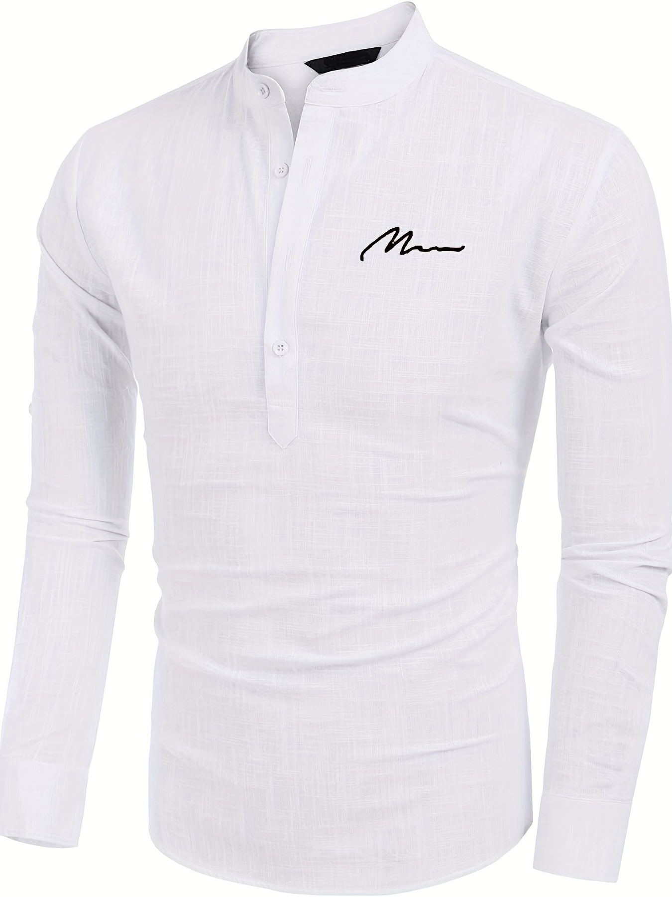 Men's Long Sleeve Retro Henley Shirt Linen Blend Casual - Temu