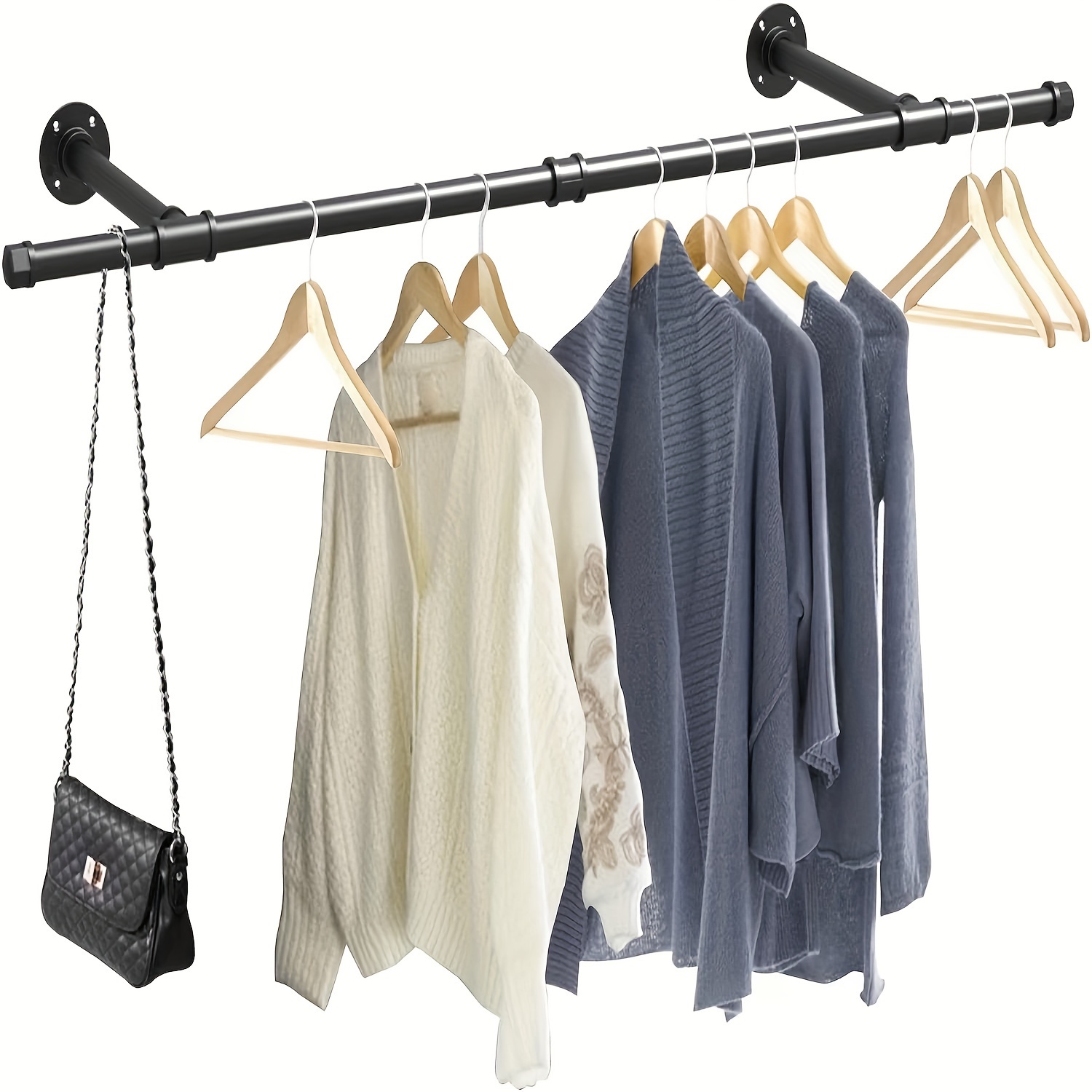 Black Industrial Metal Pipe Clothing Rack,Garment Rack for Retail