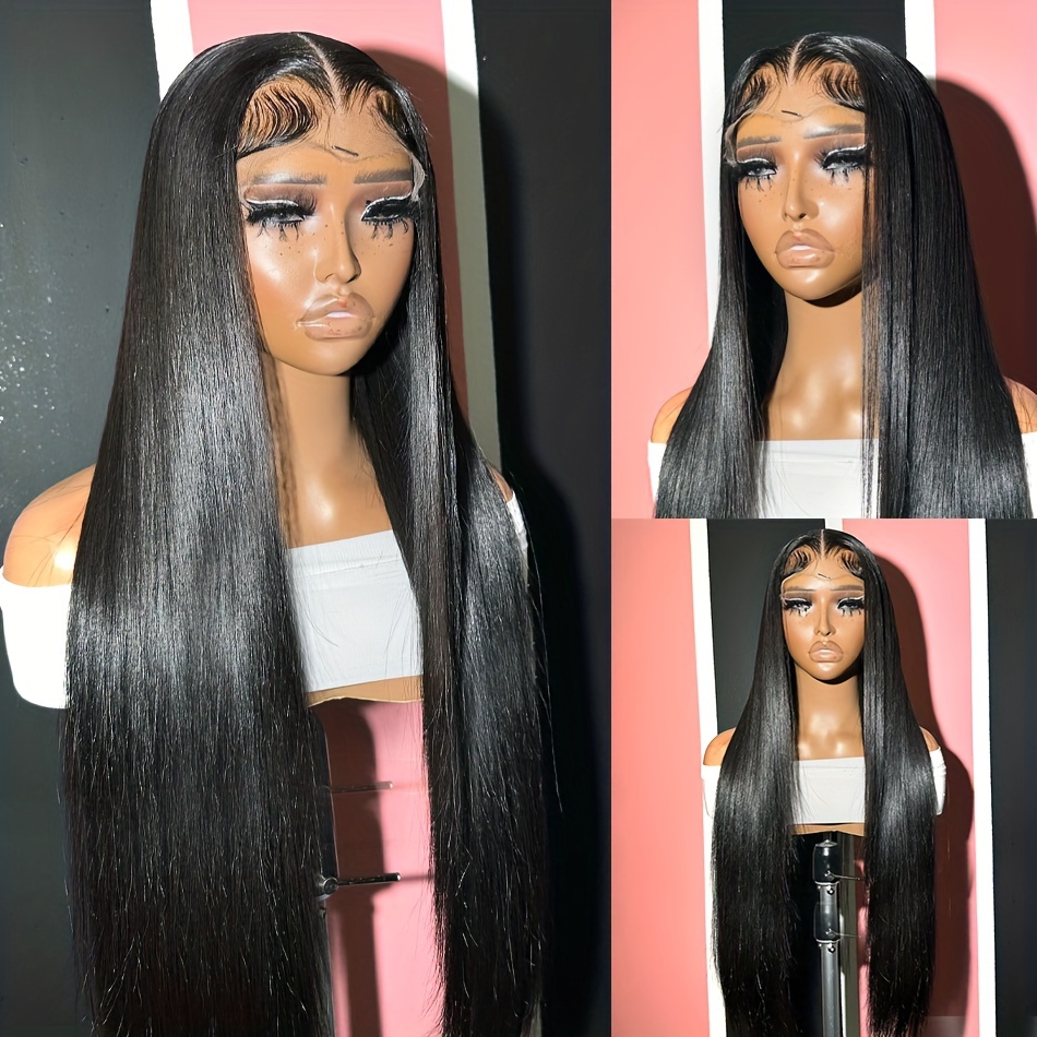 Straight 13x6 Hd Lace Front Wigs 180% Density Human Hair - Temu