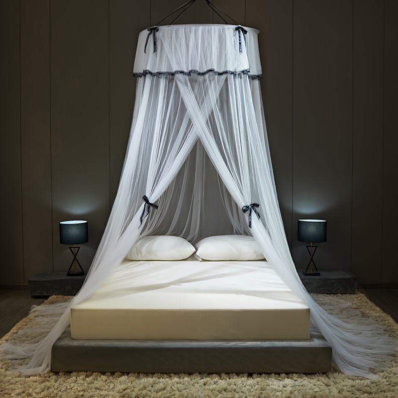 Mosquitera para cama, cama King Size Canopy cortina colgante, aro, redondo  de princesa, toldo transparente para cama para todos los niños, cunas y
