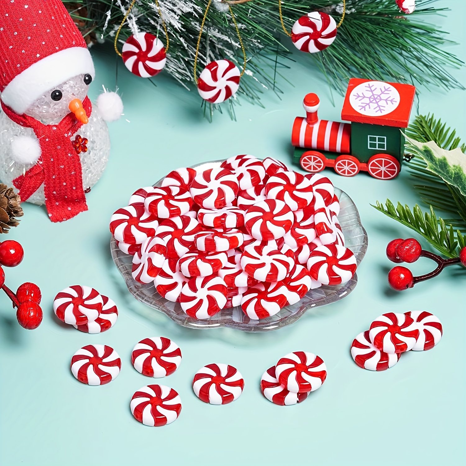 Caramelle Finte 50 Pz Natale Candy Cane Ornamenti Albero di Natale