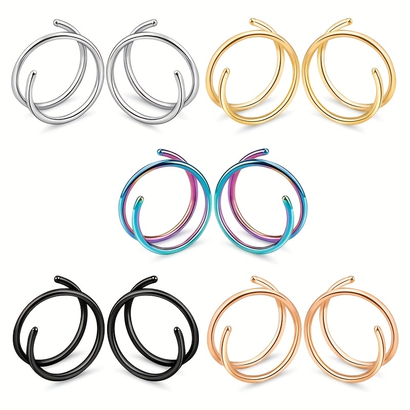 Nose Rings Hoops Nose Hoops Double Nose Ring for Single Piercing