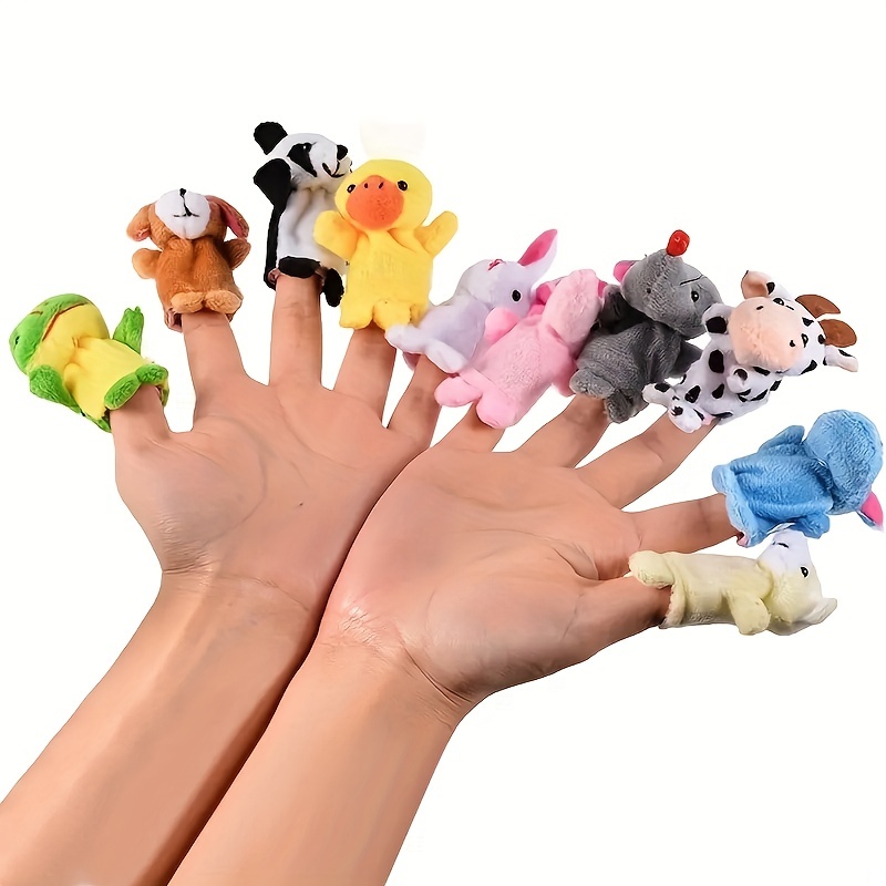 10 pièces mignon dessin animé Animal forme Double couche marionnette à  doigts avec pieds jouets en peluche pour raconter des histoires