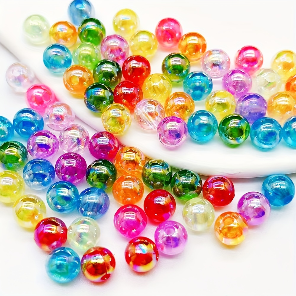 4/6/8/10mm AB Color Clear Shiny Glass Beads, Round Smooth Loose Spacer  Beads For Jewelry Making, DIY Bracelet Necklace Accessories