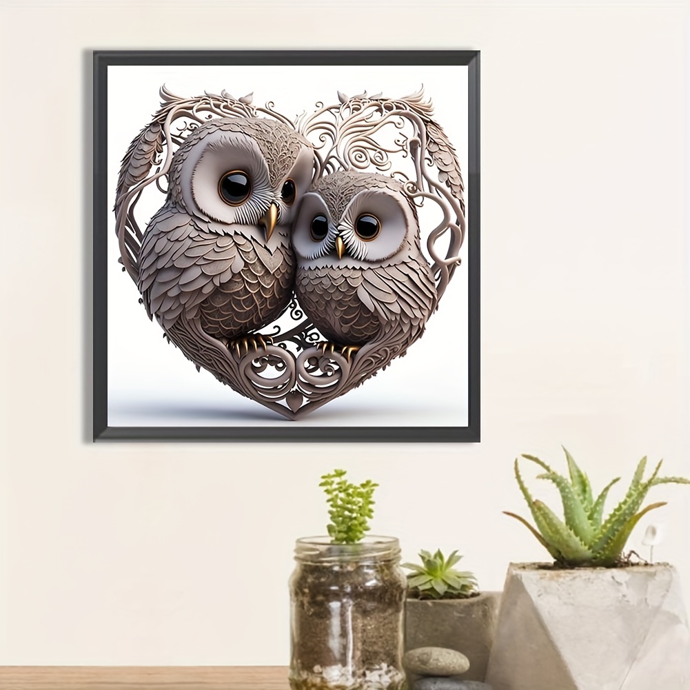 Valentine Love Owl - Full Round Drill Diamond Painting - 30*30CM(Canvas)