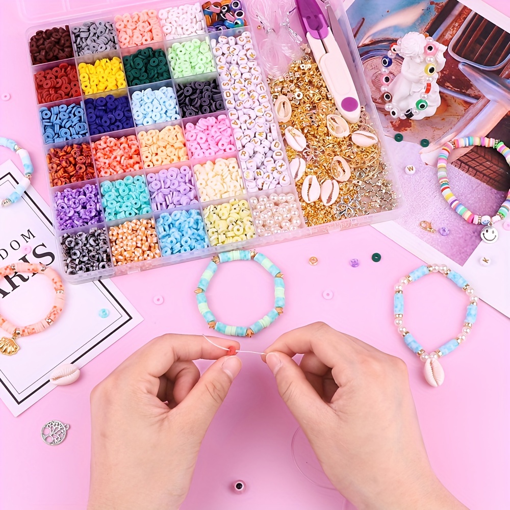 Diy Clay Beads Set For Bracelet Making Kit Colorful Flat - Temu Austria