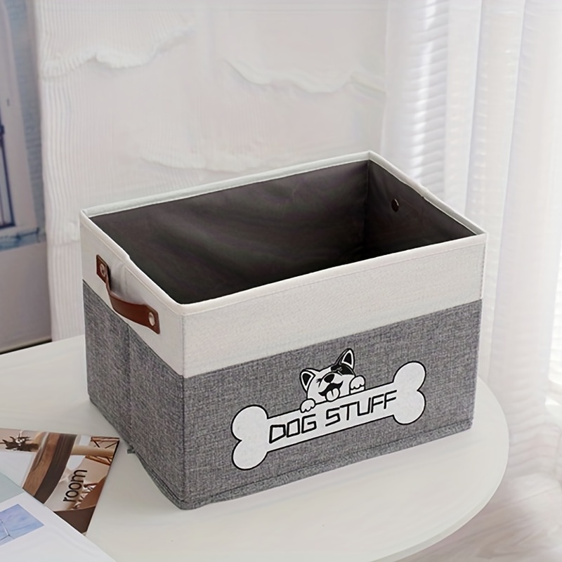 Foldable Pet Toy Storage Toy Basket, Canvas Dog Toy Basket With