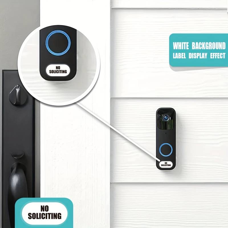 Tiny No Soliciting - Confezione 3 Cartelli Anti-Venditori Per Campanello, Adesivi Impermeabili Opachi, Dimensioni Variabili, Prodotto USA