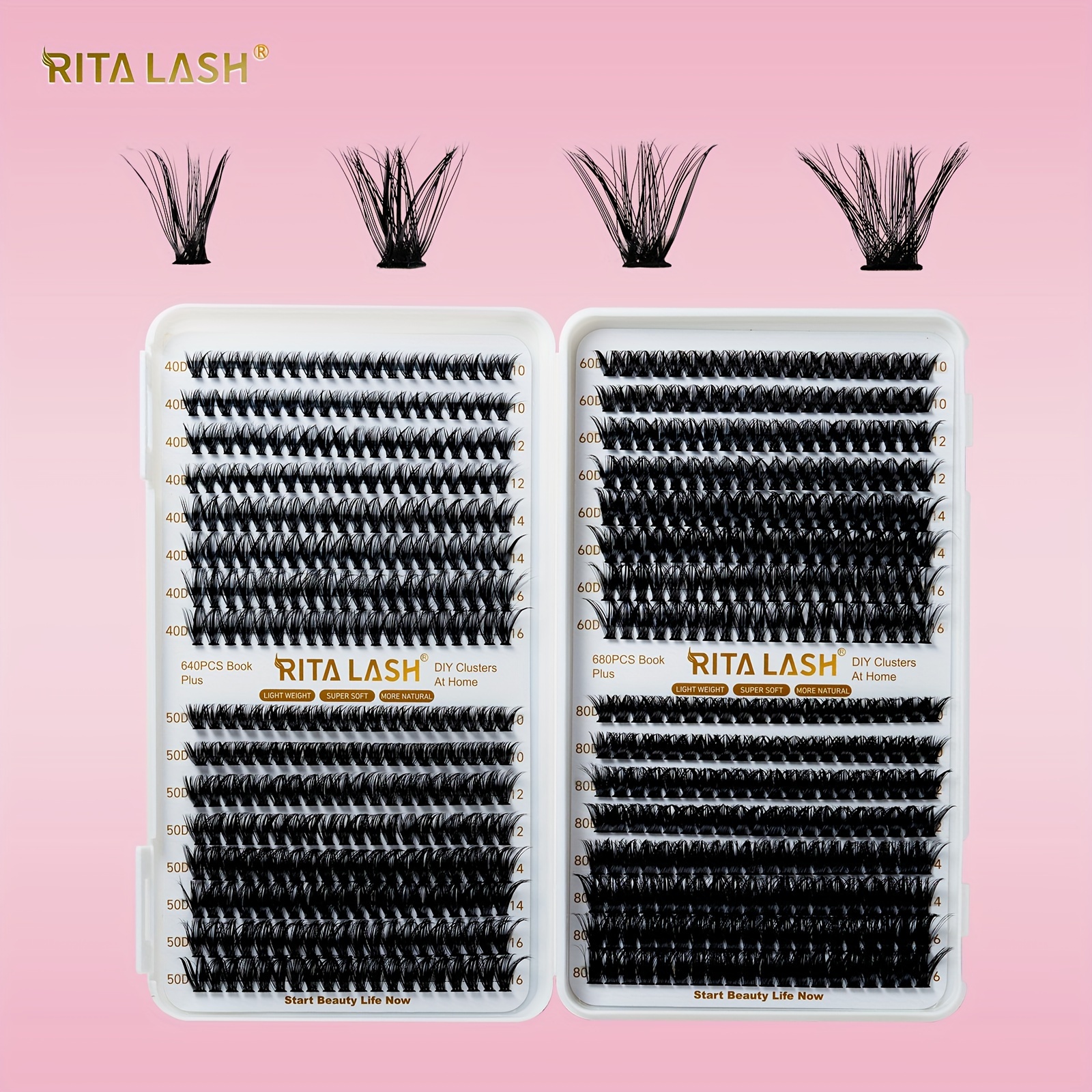 

640pcs 4 Style Cluster Lashes Individual Lashes Clusters Diy Wispy Fluffy Lash Extension Kit Reusable False Eyelashes Natural Look Mix 10/12/14/17mm