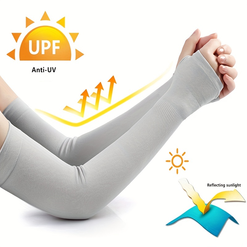 2pcs(1pair) Women's Ice Silk Arm Sleeves Sports Sleeve Sun Protection Hand Cover Cooling Gloves for Running Cycling Fishing Details 5