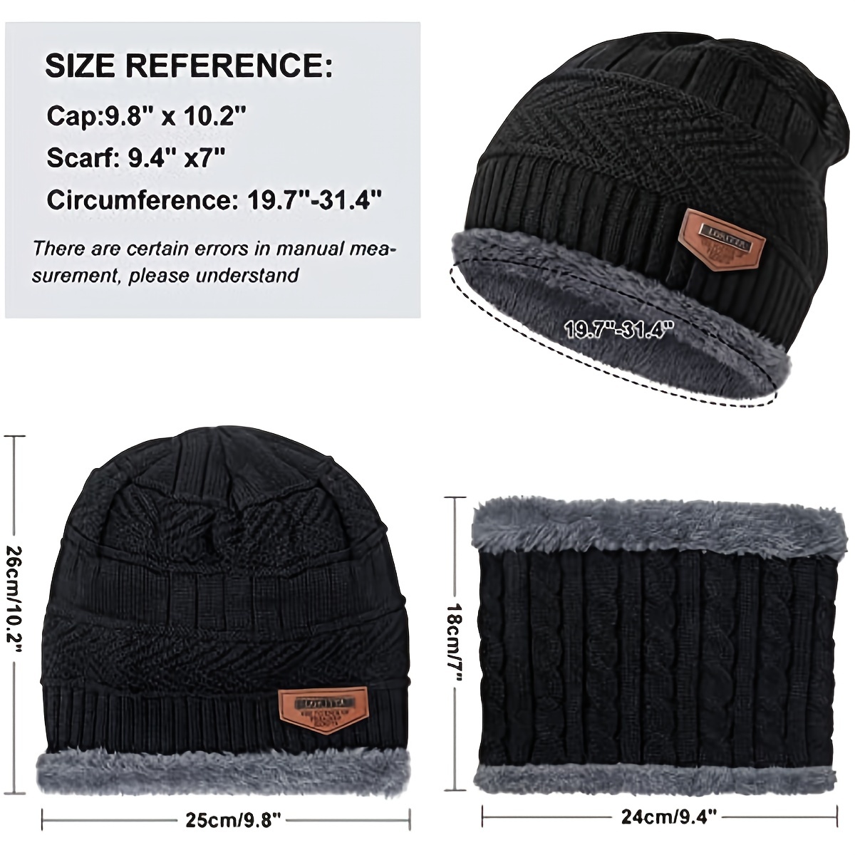Acheter 3 pièces/ensemble unisexe hiver bonnet chapeau écharpe gants  ensemble chaud polaire doublure tricot chapeau écran tactile gants cou  écharpe ensemble