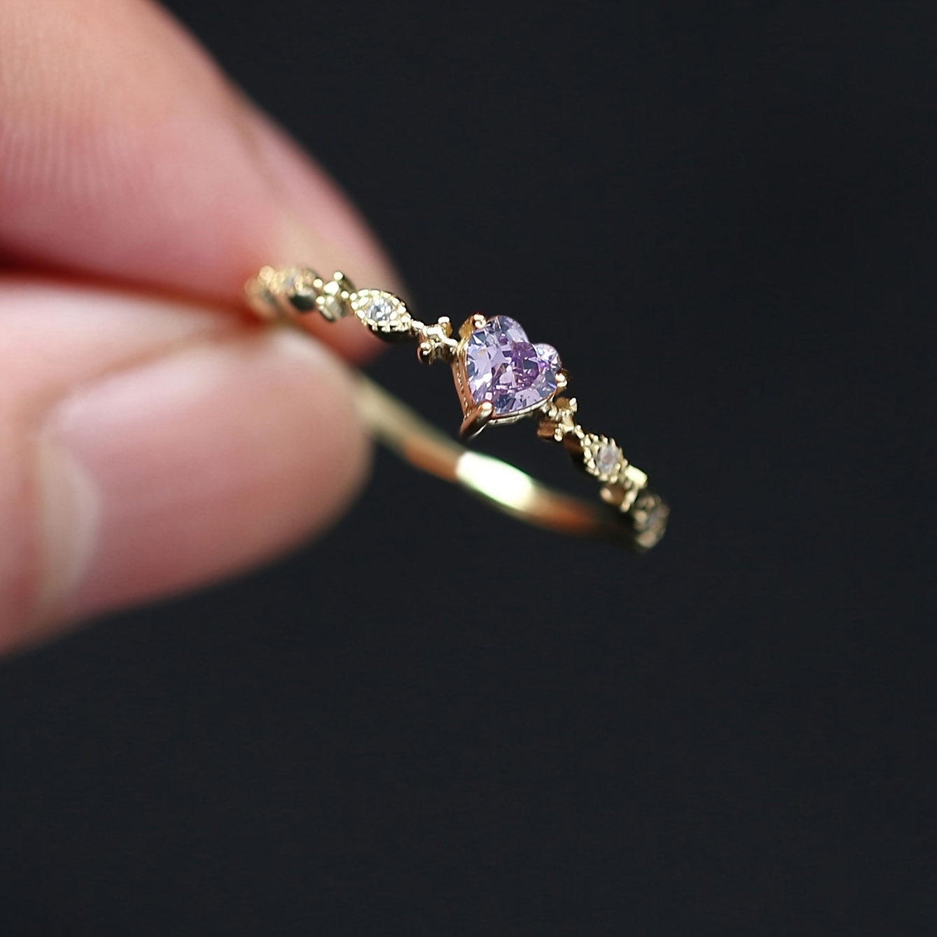 Eternity Heart CZ Ring Rose Tone Daily/Special Occasions