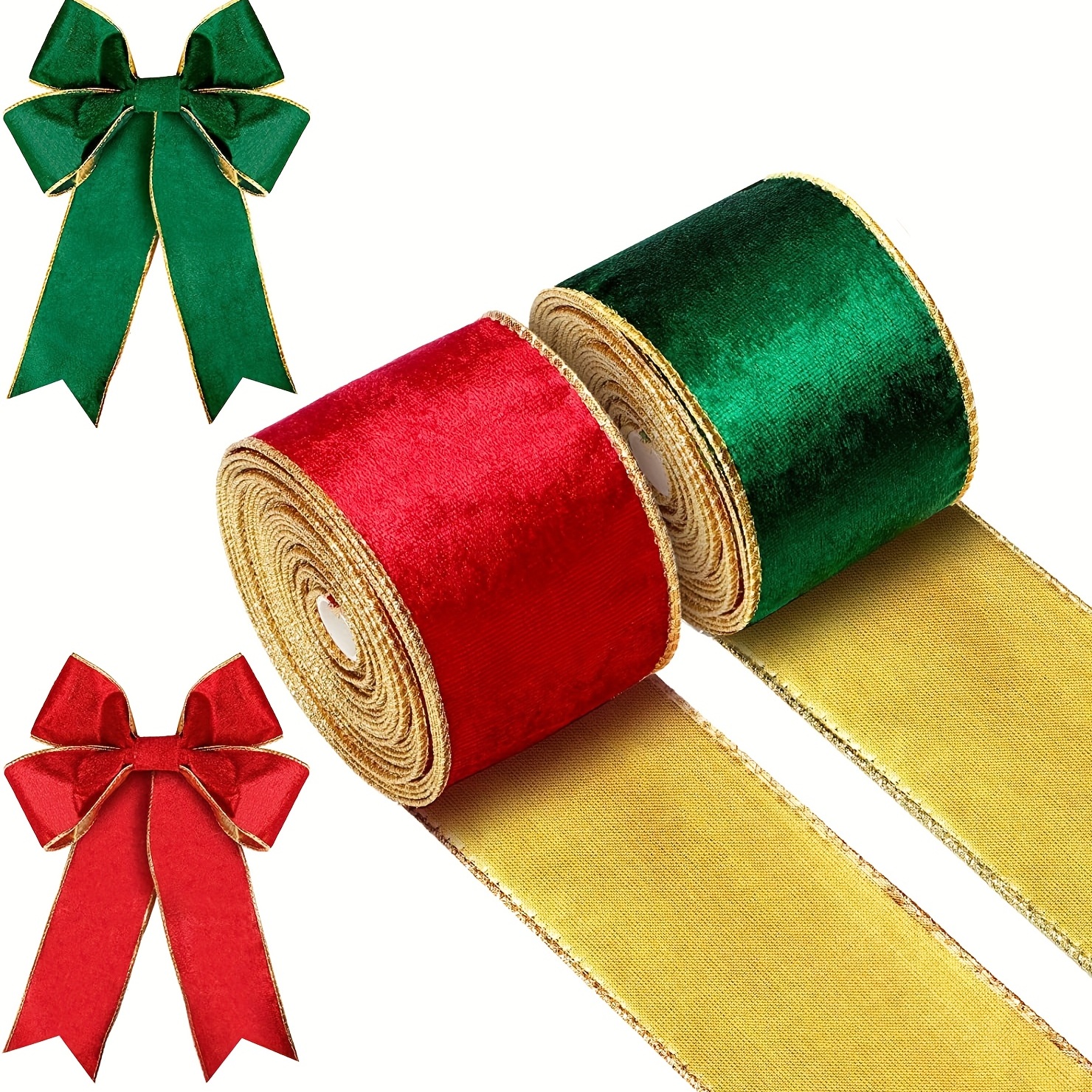 50 Yards 2.5 Inch Christmas Red Velvet Wired Ribbon Fabric Decorative  Ribbon Gift Wrapping Ribbon for DIY Craft Christmas Holiday Bows Wreath  Wedding