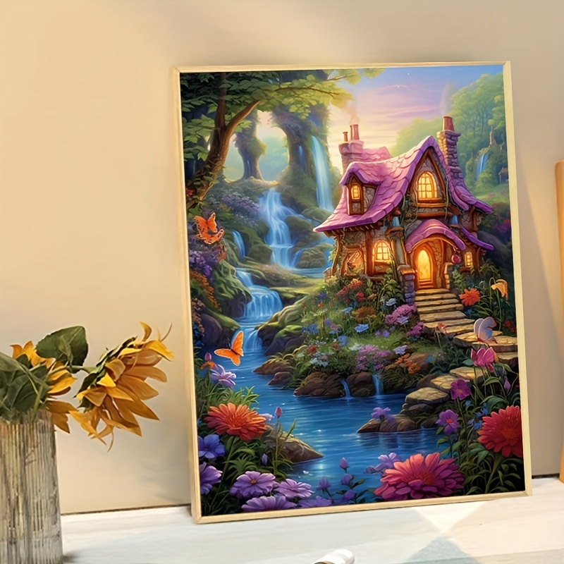 Diy 5D Diamond Painting Pink Butterfly Fairy Tale Forest Tree