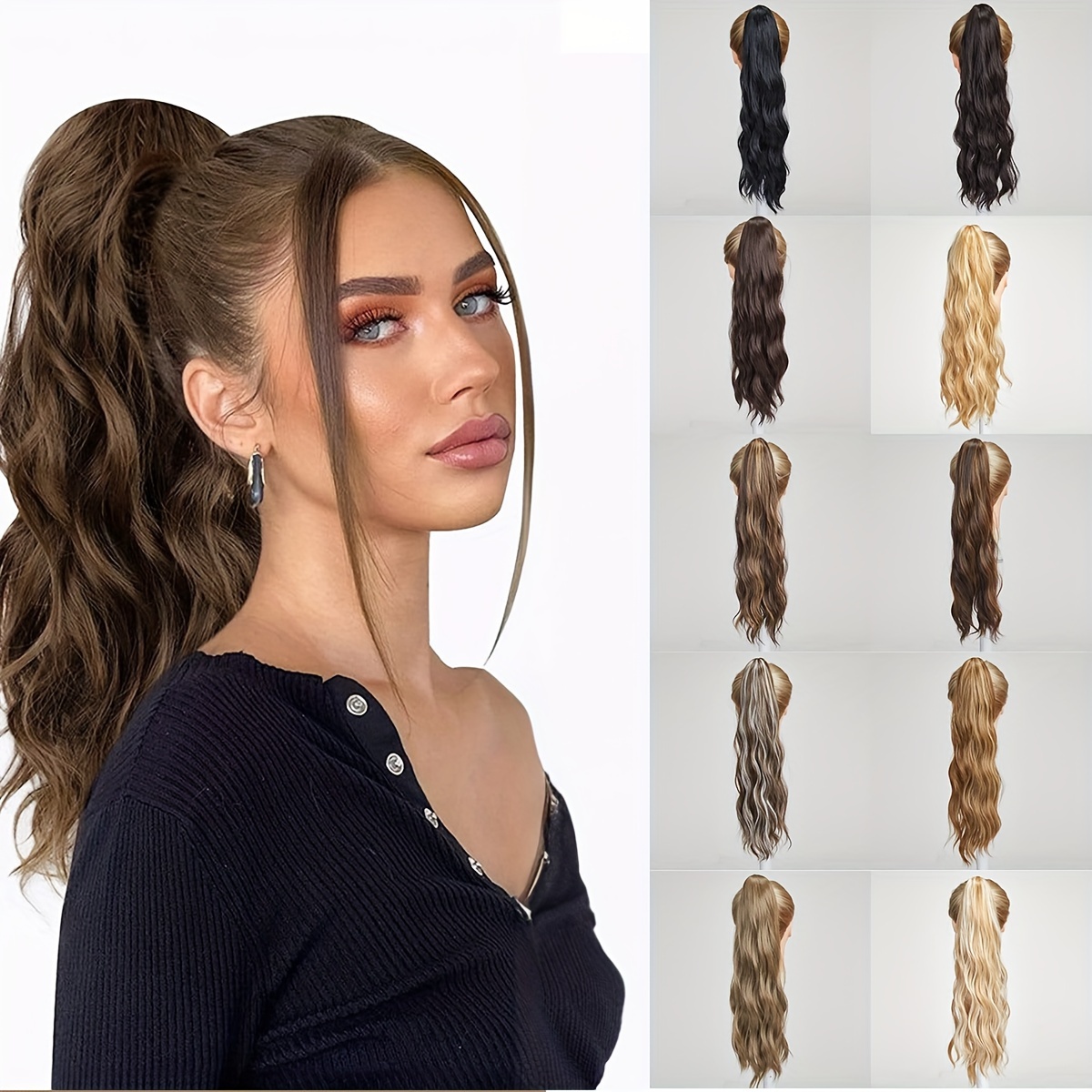 SHCKE Claw Clip Ponytail Extensions 24 Curly Wavy Ponytail Extension Jaw  Clip Long Ponytail Hairpiece Synthetic Ponytail for Women