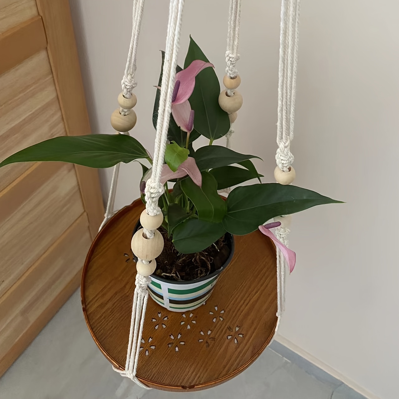 1 pack handmade macrame planter hanger large tray 100 - Temu