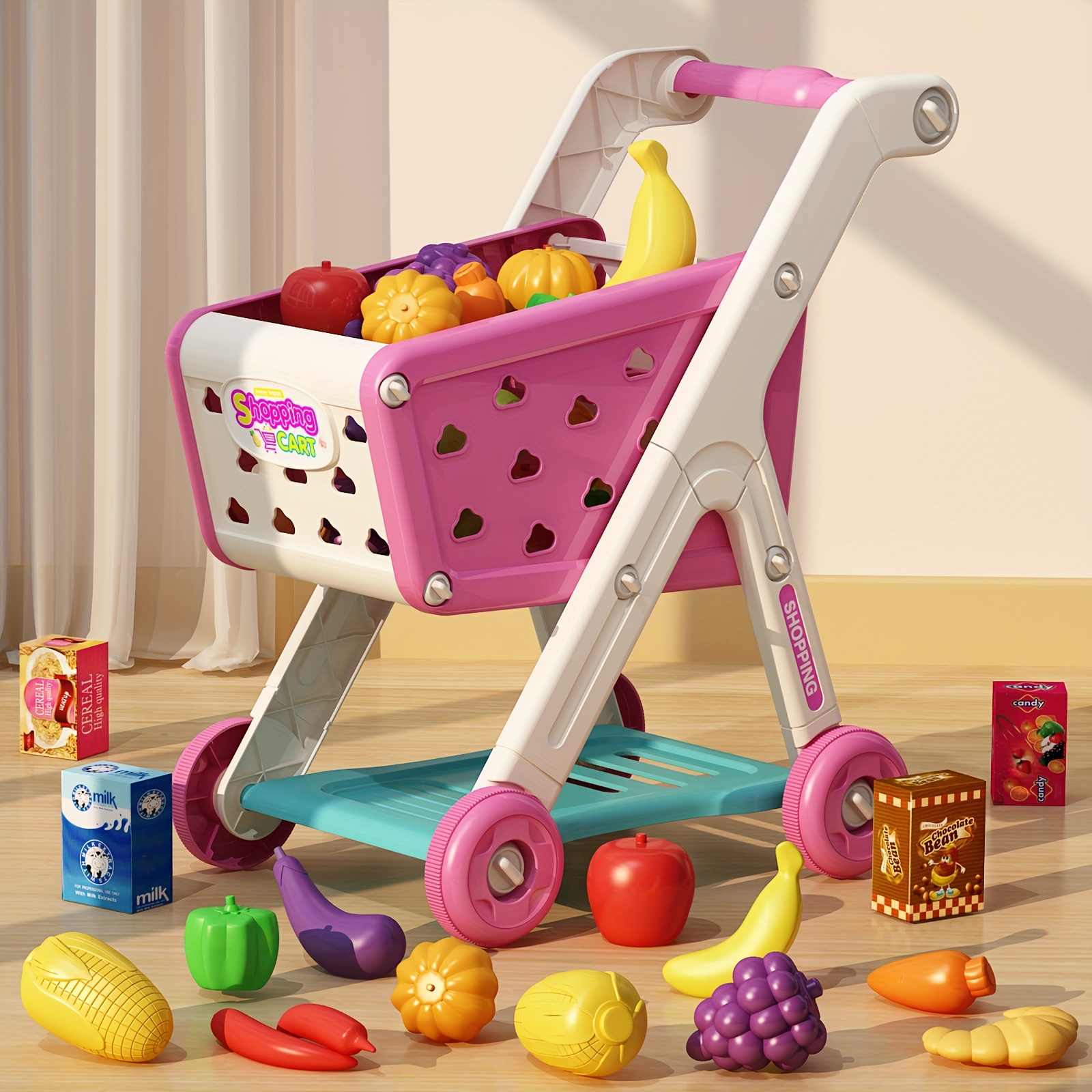 Chariot de supermarché pour enfants, caddie de courses, jouets
