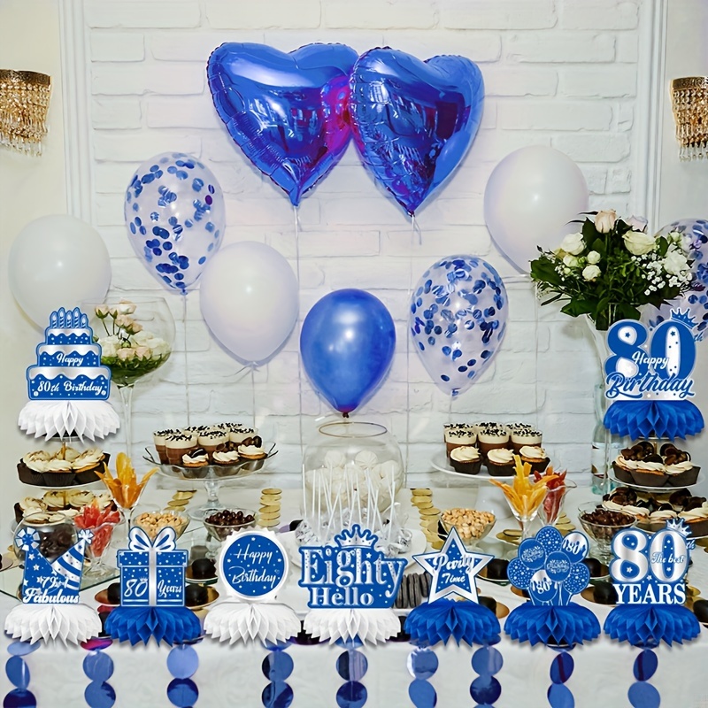 Set Tema Compleanno 80° Blu E Argento Decorazione A Sfera - Temu Italy