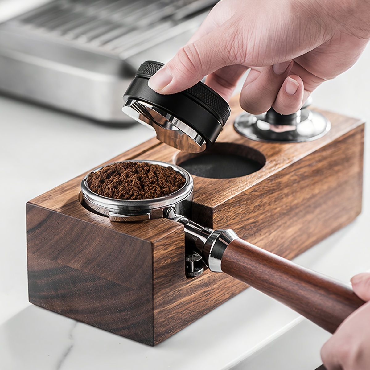 1pc Espresso Tamping Station Compatible With 51/53/58mm Delonghi Espresso  Machine Accessories For Coffee Bar Walnut Coffee Tamper Stand And Barista  Espresso Tools