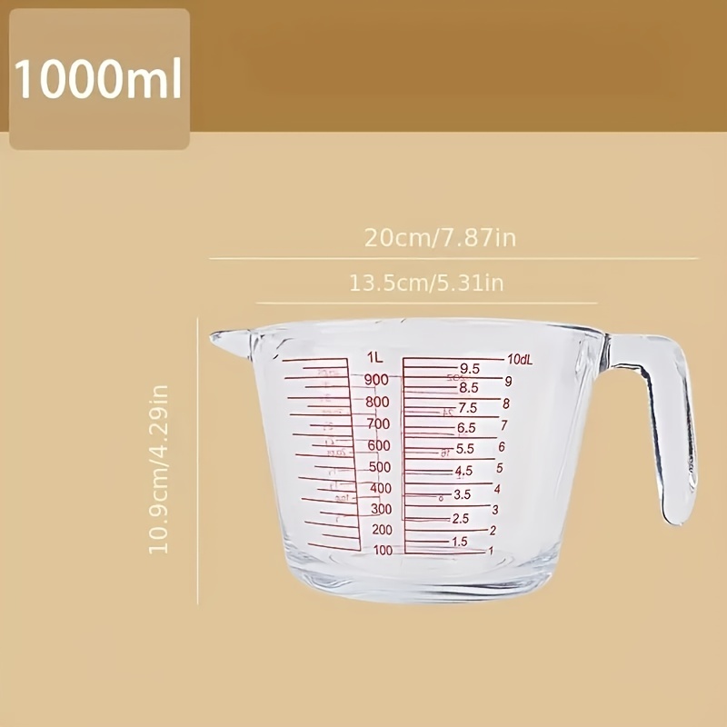 With Graduated Glass Measuring Cup, High Temperature Resistant Liquid  Measuring Cup, Kitchen Baking Cup, Milk Water Measuring Cup, Large Capacity  Household Egg Beater, Kitchen Utensils, Essential For Apartments For  Restaurant/food Truck/bakery 