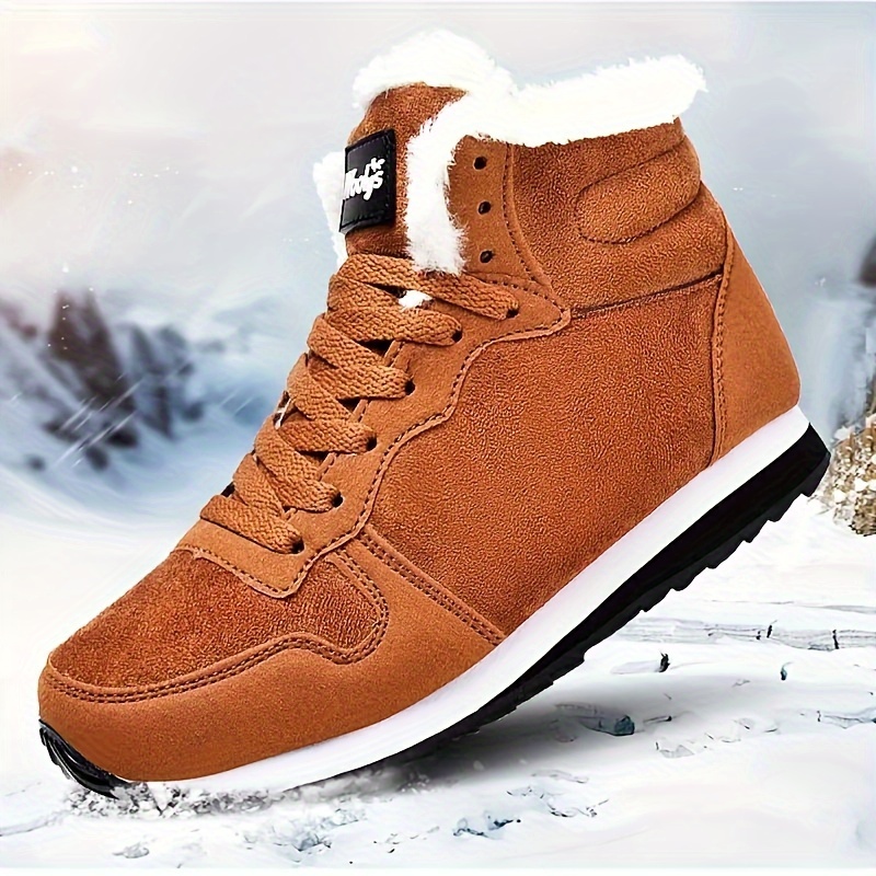 High Top Winter Plush Inner Thermal Athletic Sneakers Lace - Temu