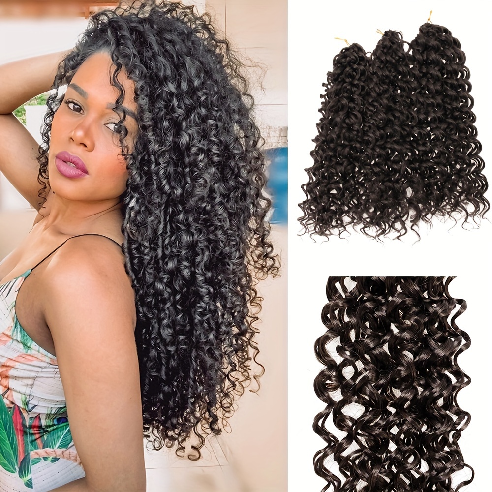 Synthetic Water Wave Curly Crochet Hair Extensions Black Women Brazilian  Braids