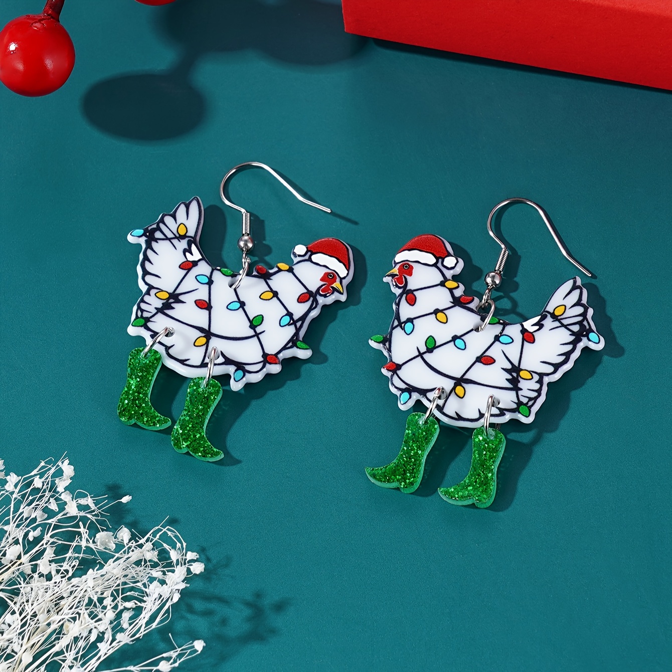Cute Acrylic Animal Drop Earrings Colorful Boots Chicken Hen Dinosaur  Lovely Panda with Bamboos Funny Animal Dangle Earrings For Women Girls  Christams