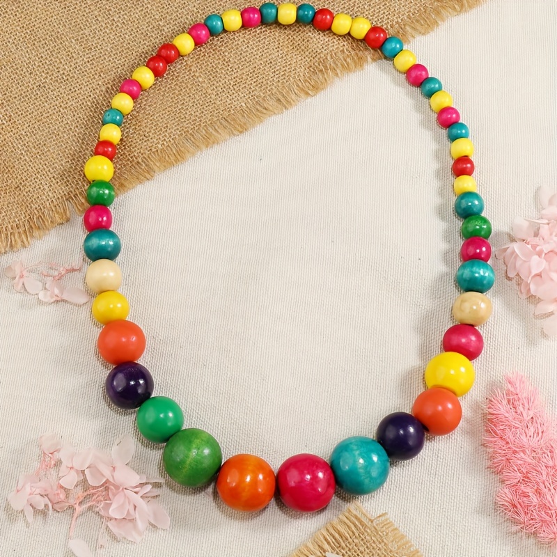Image of 1pc Of Bohemian Style Sweater Necklace With Vintage Beads, Easy And Fashionable, A Perfect Gift Suitable For Casual Occasions