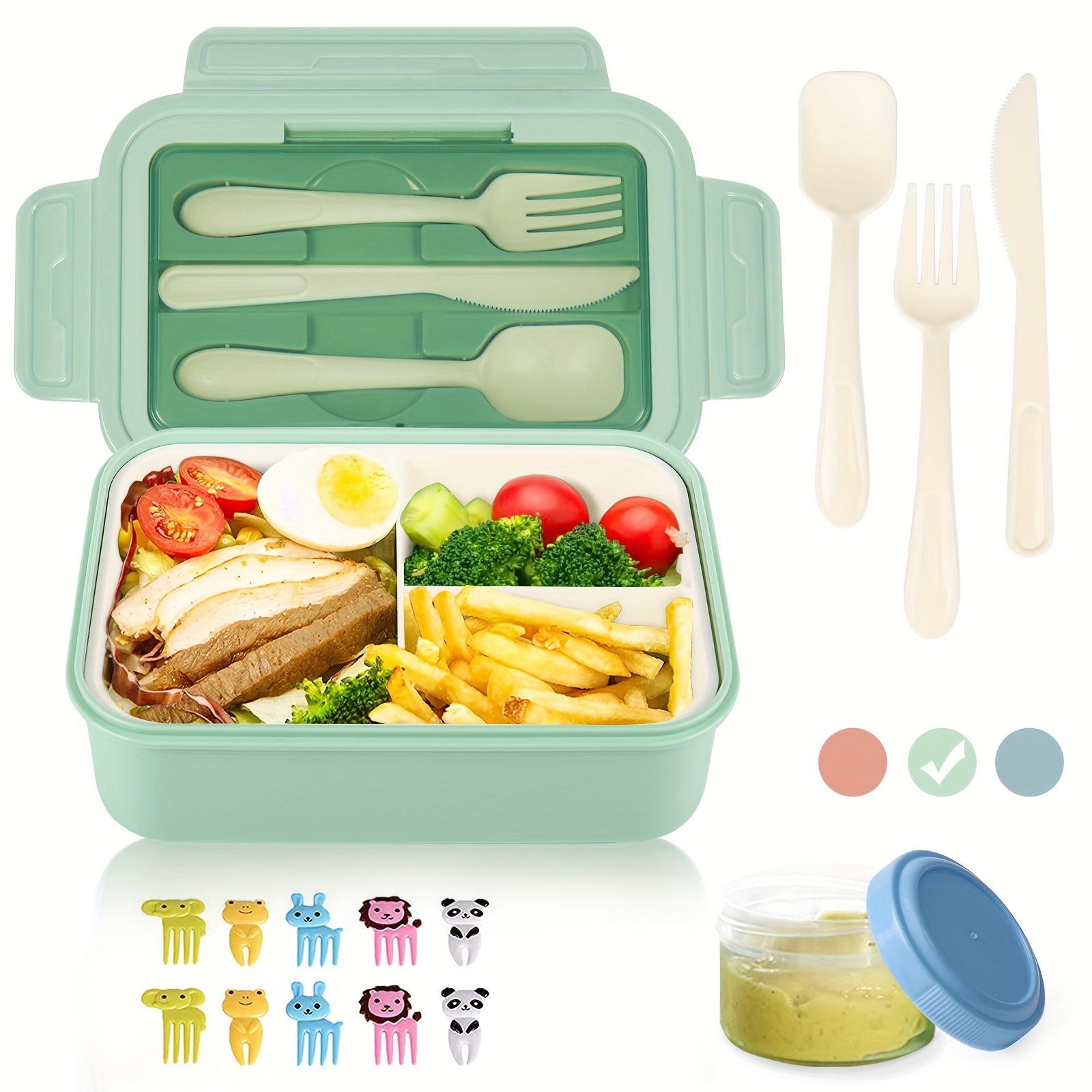 Microwavable Lunch Box Lunch Box With Cutlery And Sauce Box - Temu