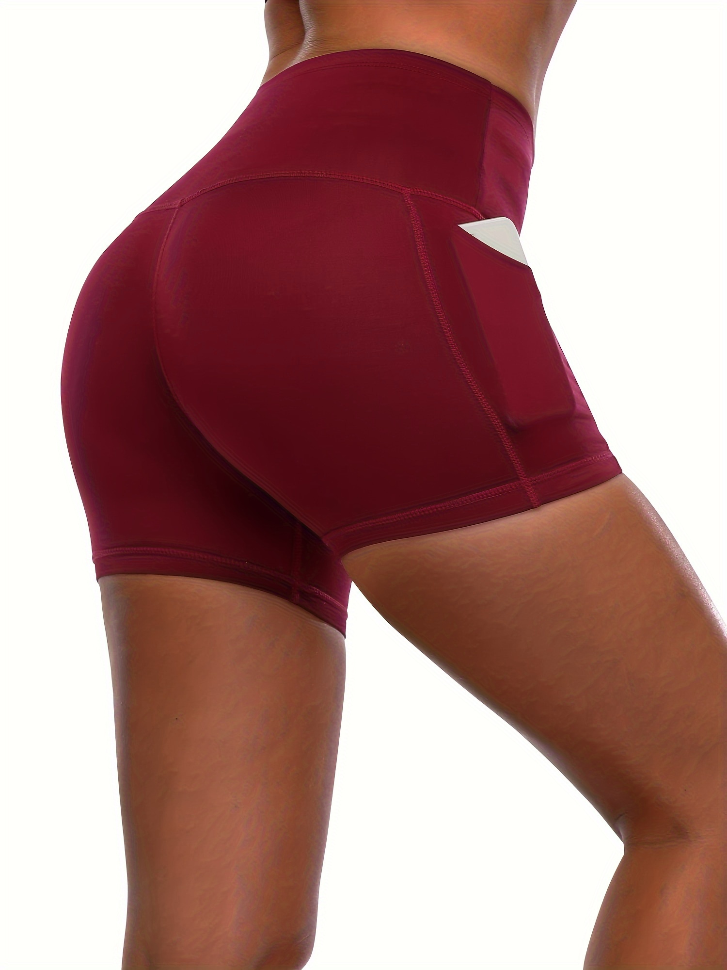 High Waist Biker Shorts Running Workout Gym Shorts Pockets - Temu