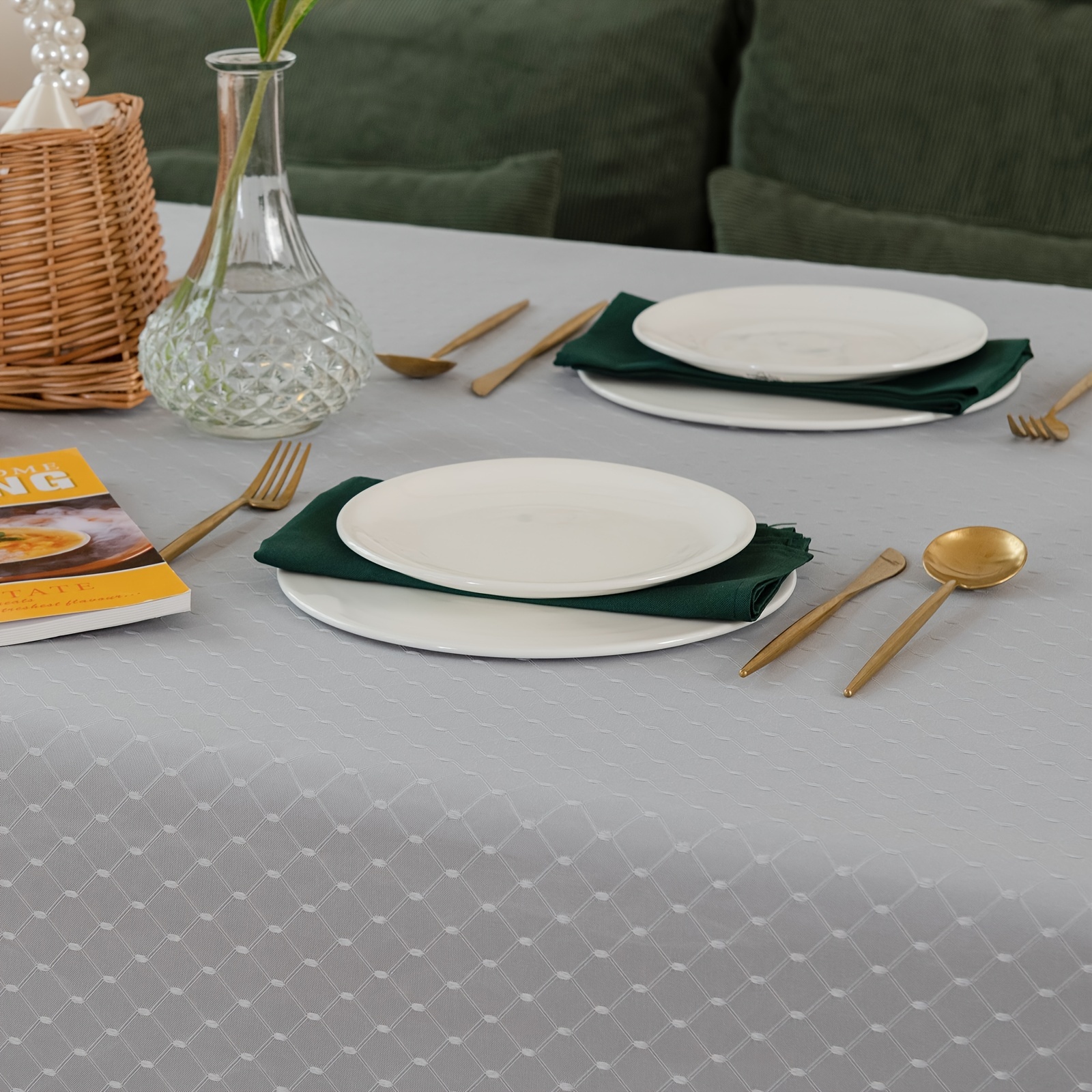 Jacquard Placemats Rectangle Cloth Placemats Set of 4, Washable