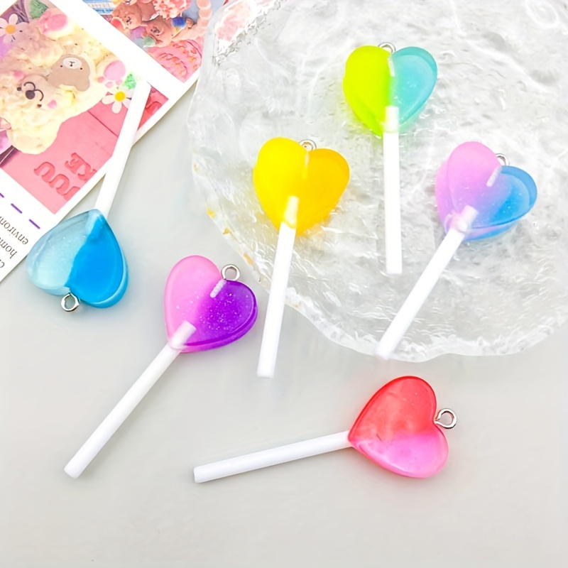 Candy Lollipop Resin Charms - Cute Lollipops Pendants Jewelry Making  Supplies 10