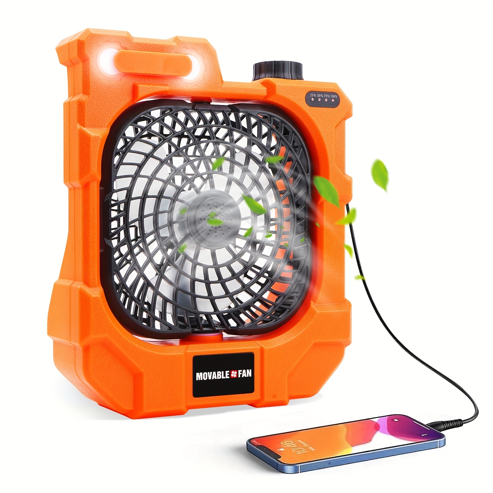 10400mAh USB Rechargeable Camping Tent Fan - LED Light, 270° Automatic  Rotation & Portable for Outdoor Travel, Picnic, Fishing, BBQ