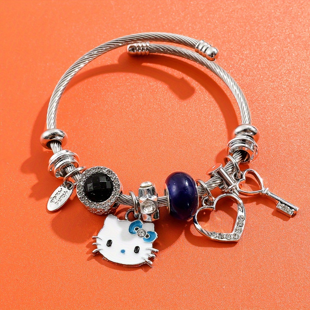 Accessories Kawaii Hello Kitty Bracelet Charms Metal - Temu