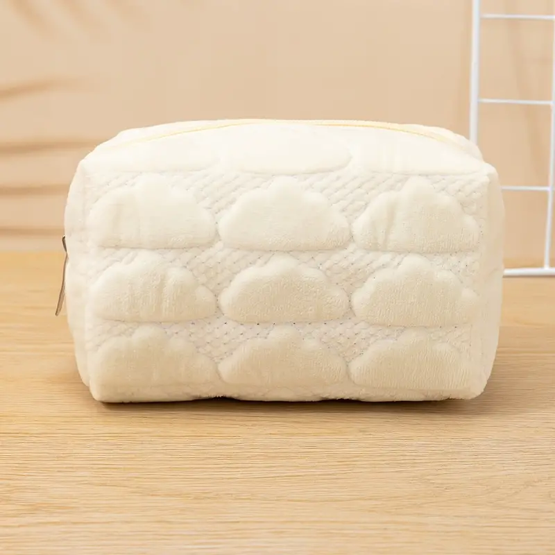 Plush Cosmetic Bag Portable Cute Makeup Pouch Soft Wool Travel