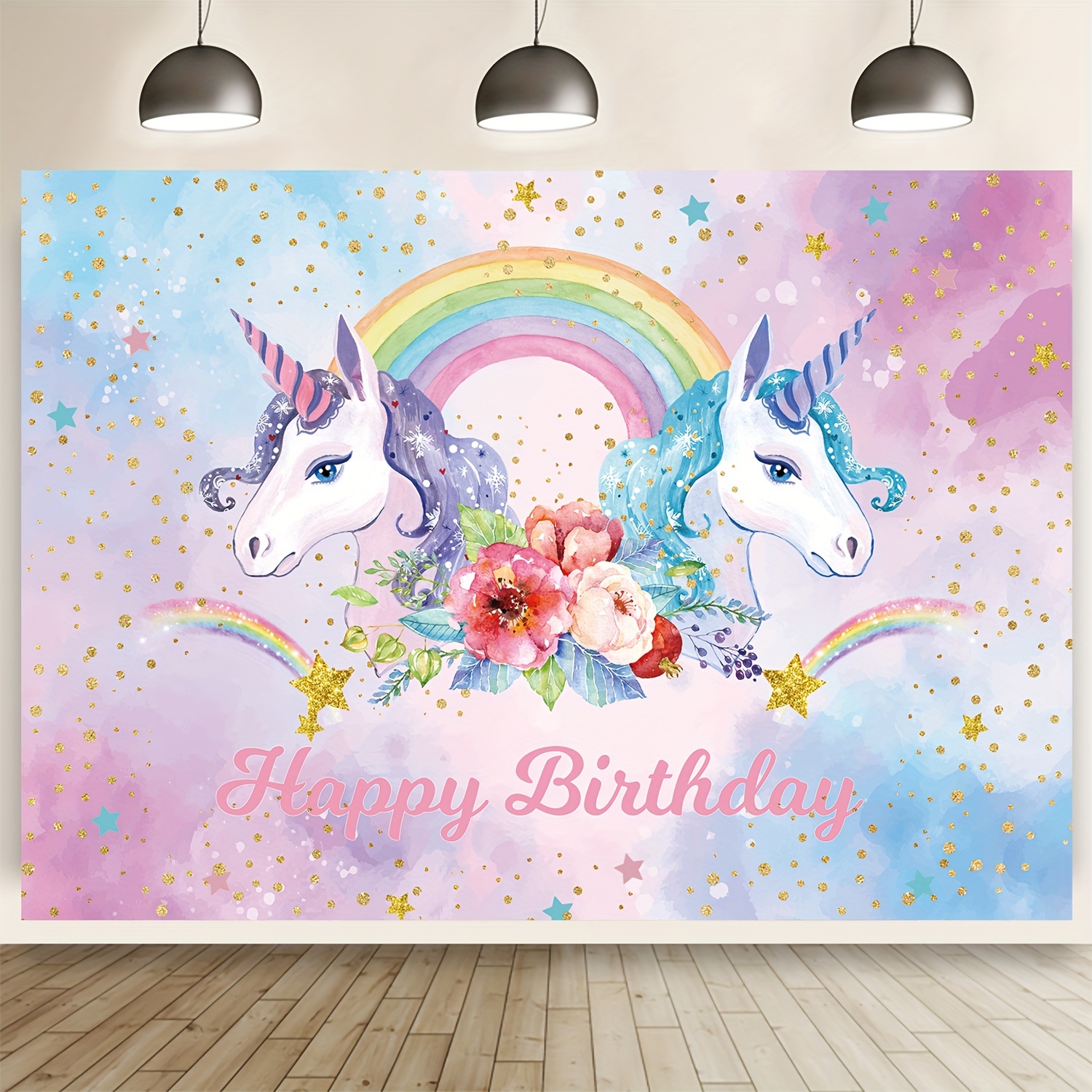 Mocsicka Unicorn Birthday Party Backdrop Magical Rainbow Unicorn