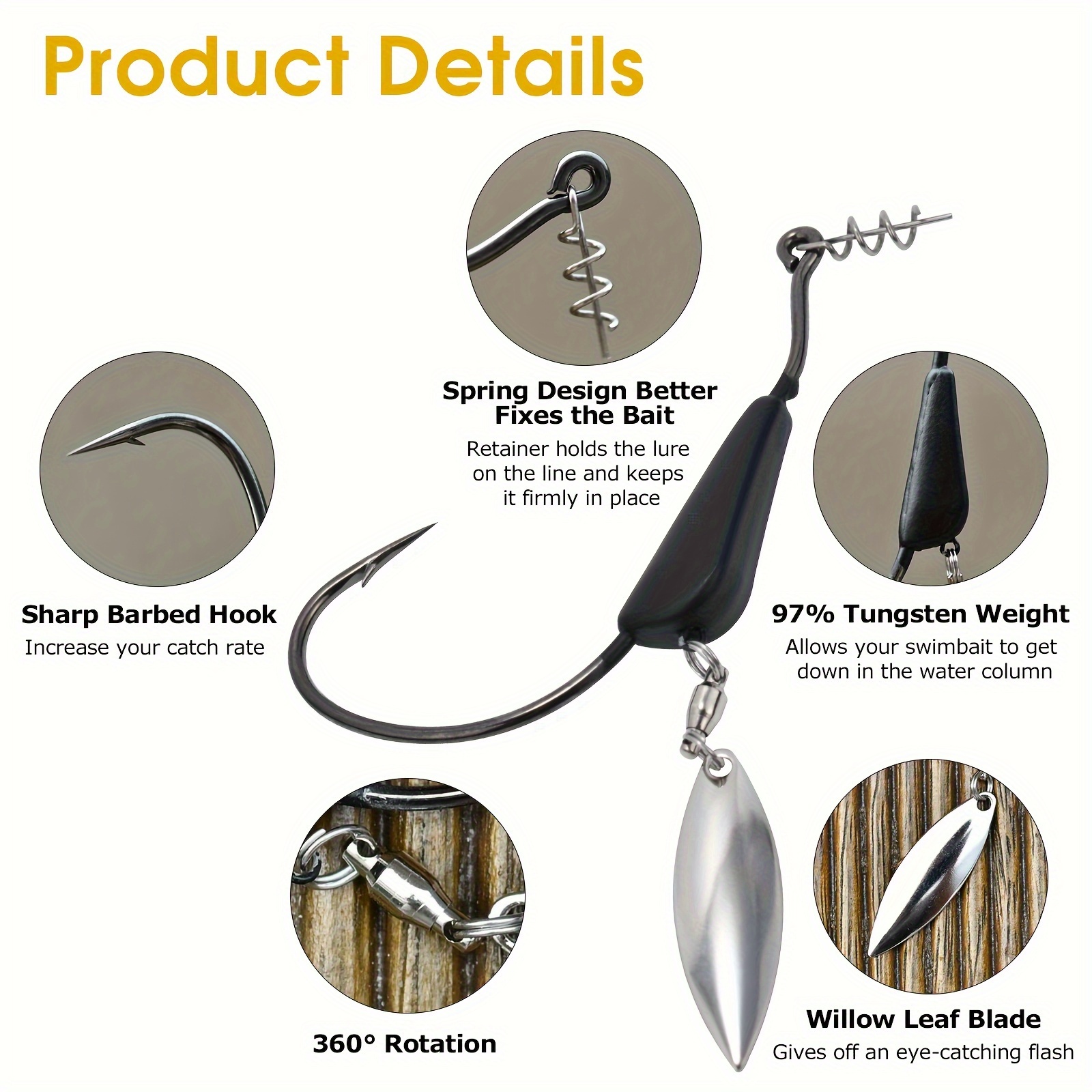 Tungsten Bladed Swim Bait Weighted Hooks