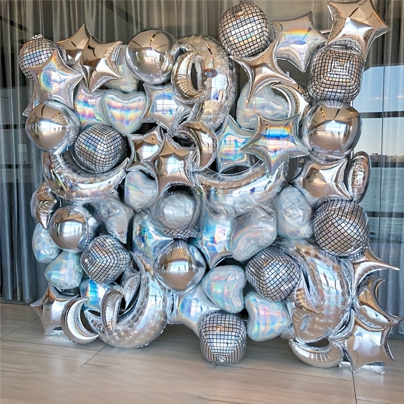  Black and Silver Balloons, Black and Silver Party Decorations  Big 22 Inch 4D 360 Degree Red Blue Balloons for Black and White Party  Decorations New Years Birthday Party Decorations (6Pack) 
